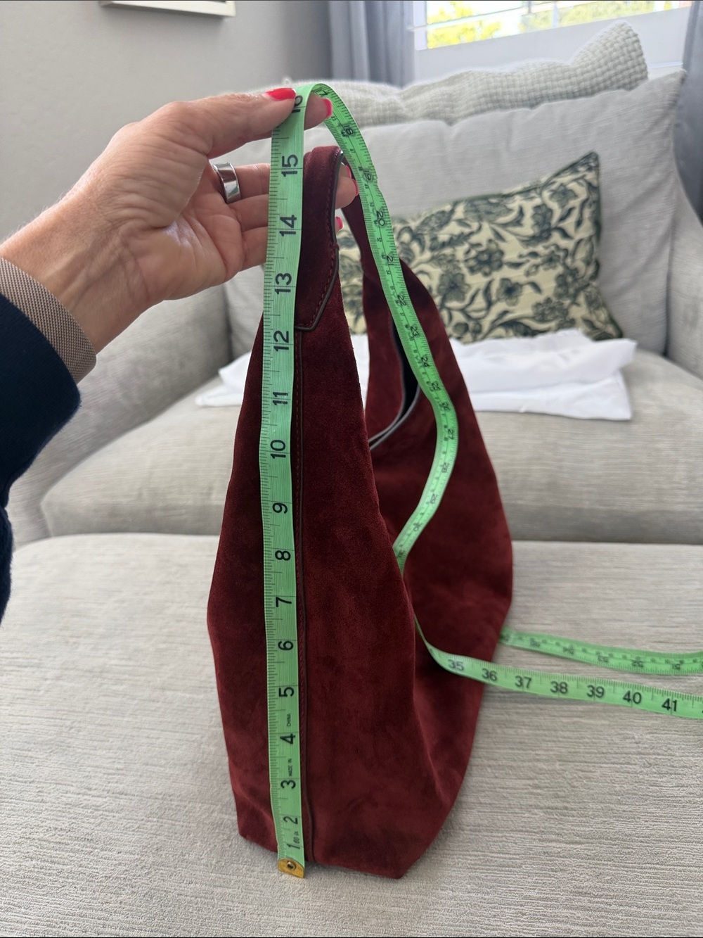 Madewell Suede Miley Shoulder Bag Aged Wine Burgundy Leather Hobo NW348 - Picture 12 of 13